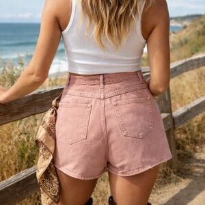 Vintage Wrangler USA Super High Rise Dusty Rose Denim Shorts Size 32